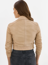 Janika Cropped Leather Jacket in Wheat