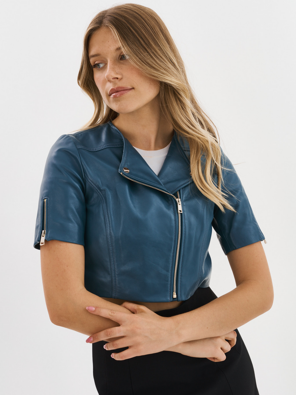 Kirsi Short Sleeve Leather Jacket