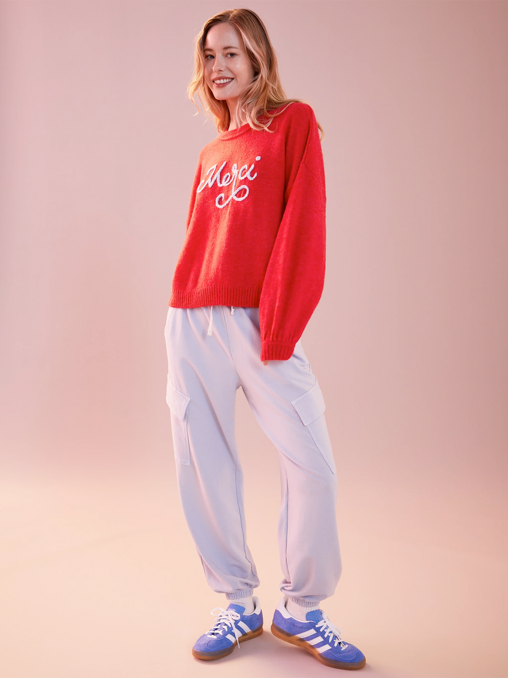 Merci Crew Neck Sweater in Flare Red