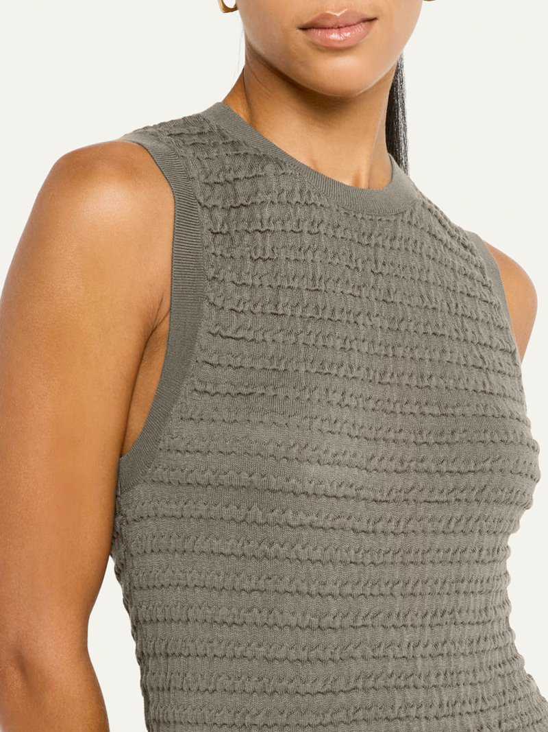 Smocked Sleeveless Sweater