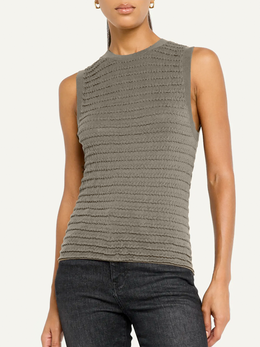 Smocked Sleeveless Sweater