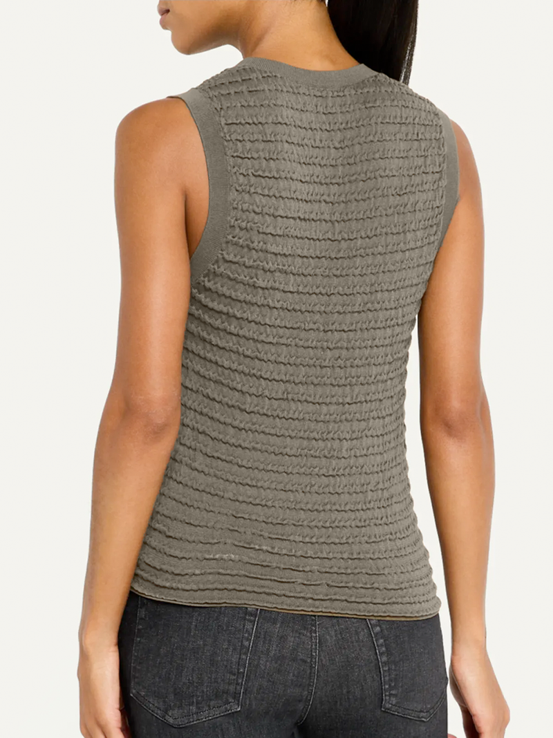 Smocked Sleeveless Sweater