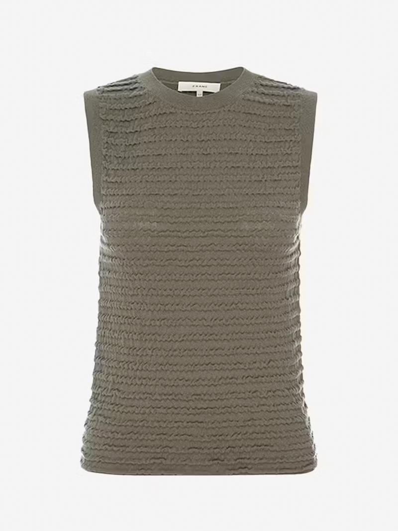 Smocked Sleeveless Sweater