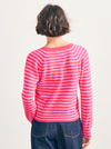 Cashmere Stripe Crew in Watermelon and Peony