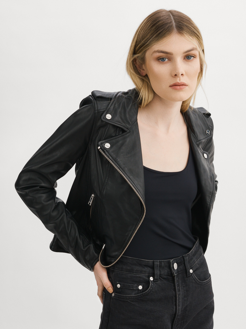 Holy Leather Biker Jacket with Removable Hood