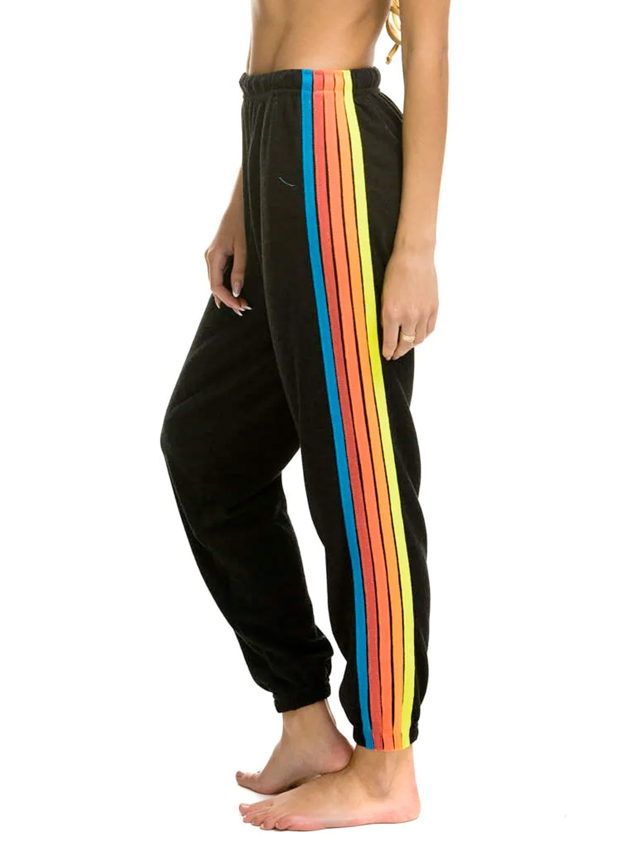 5 Stripe Rainbow Sweatpant in Black Neon Rainbow M. Sorelle