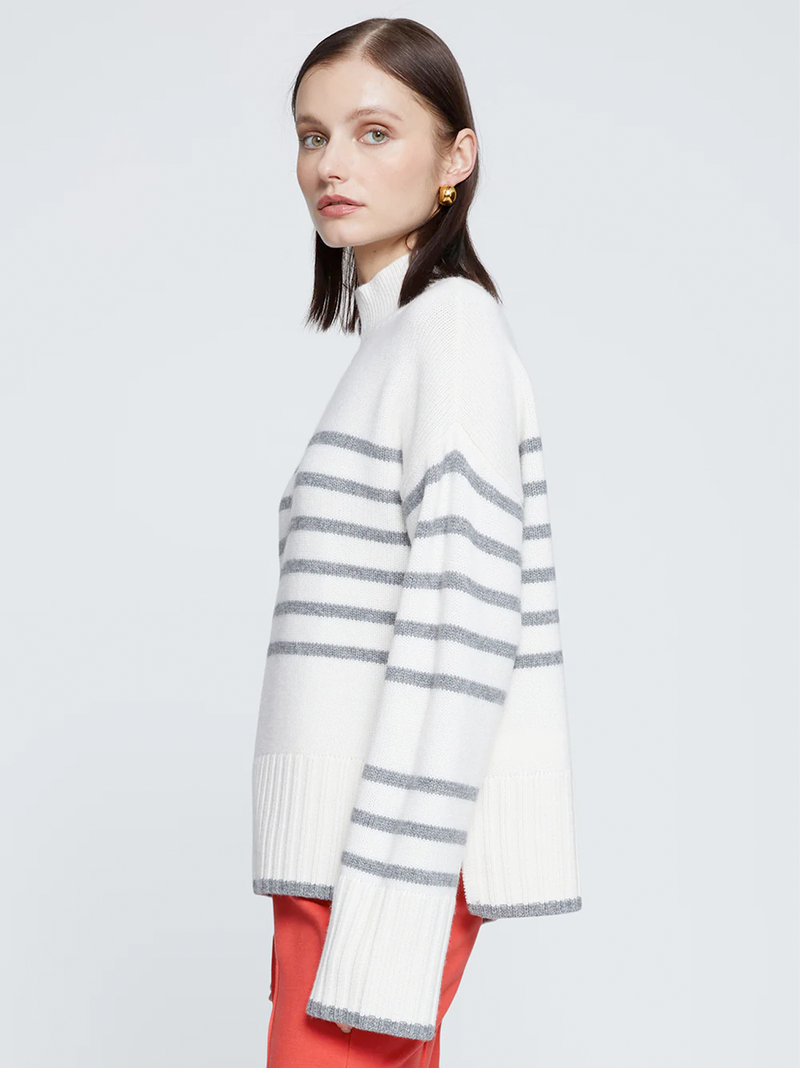 Striped Mock Neck Sweater